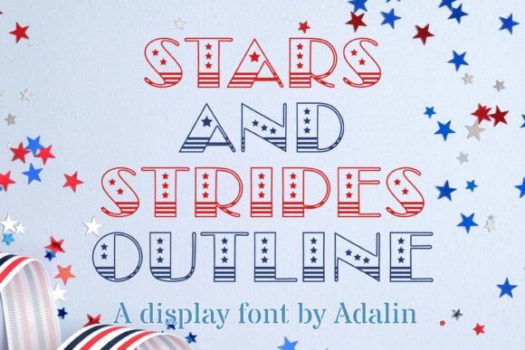 Stars and Stripes Outline: A Patriotic Font for 4th of July Designs